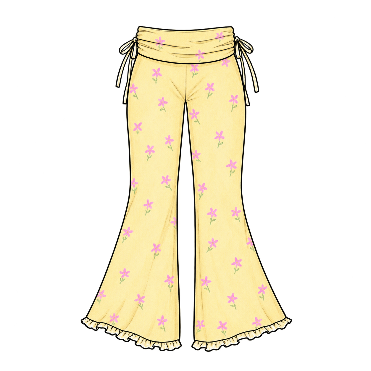 Bloom Flare Trousers fashion illustration